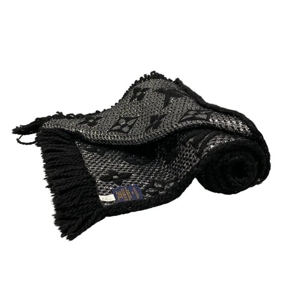 LOUIS VUITTON Echarpe Logomania Shine  Noir IS0198 Scarf 468-090225 - Picture 2 of 7